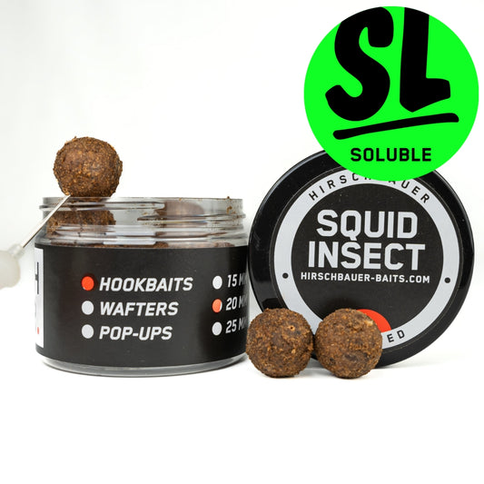 Mit dem Soluble Squid Insect Hookbait 20mm erhalten Sie einen hochwertigen und löslichen Köder, der sich perfekt für das Angeln in tiefen Gewässern eignet. Dieser Hookbait hat ein starkes Squid-Insekten-Aroma, das die Fische magisch anzieht.