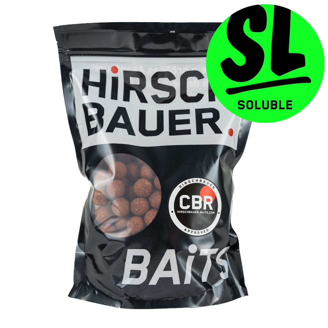 Premium 25mm Boilies infused with Soluble CBR and Robin Red GLM for a high-protein fish feas
